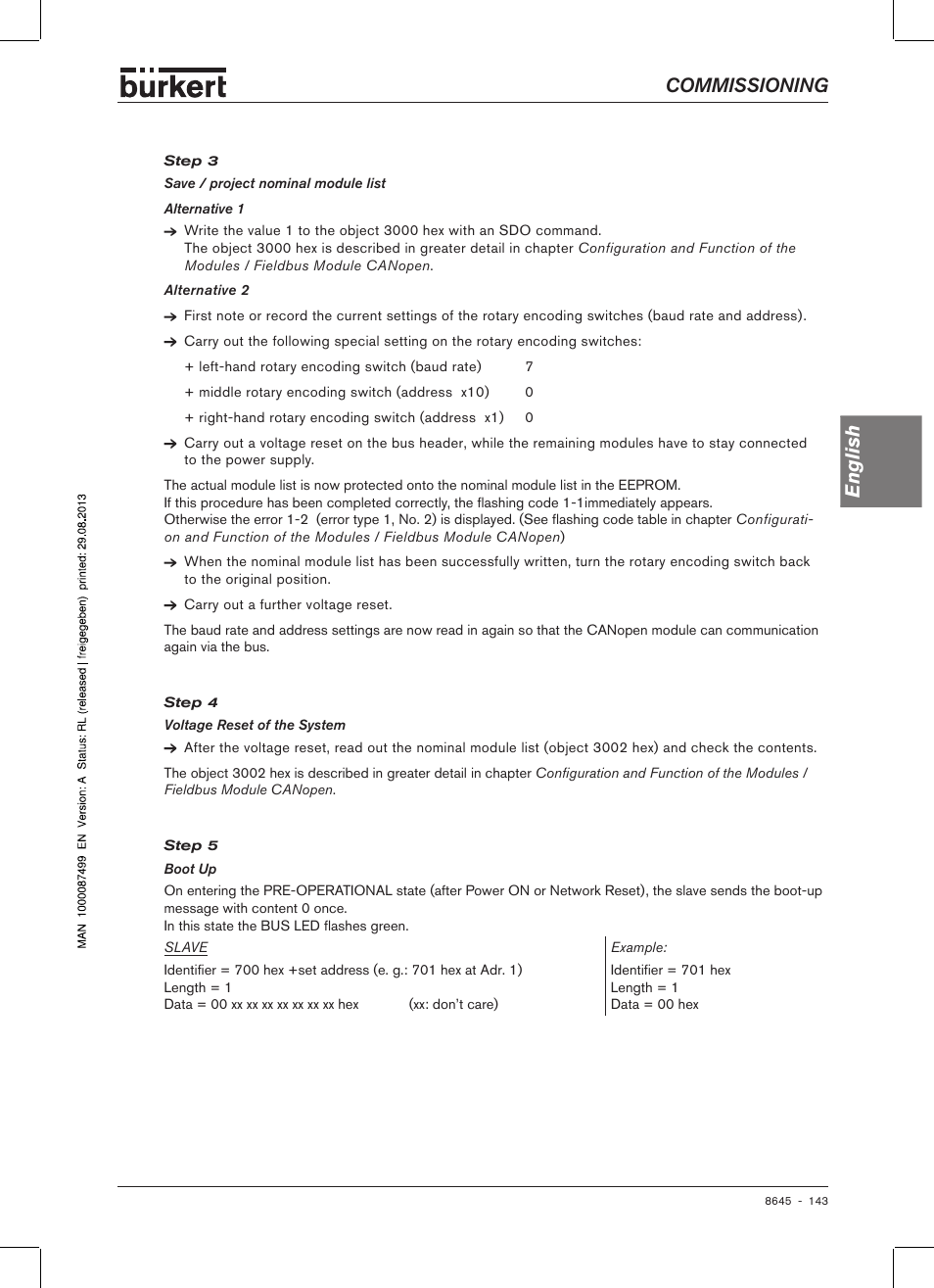 Commissioning english | Burkert Type 8645 User Manual | Page 143 / 174