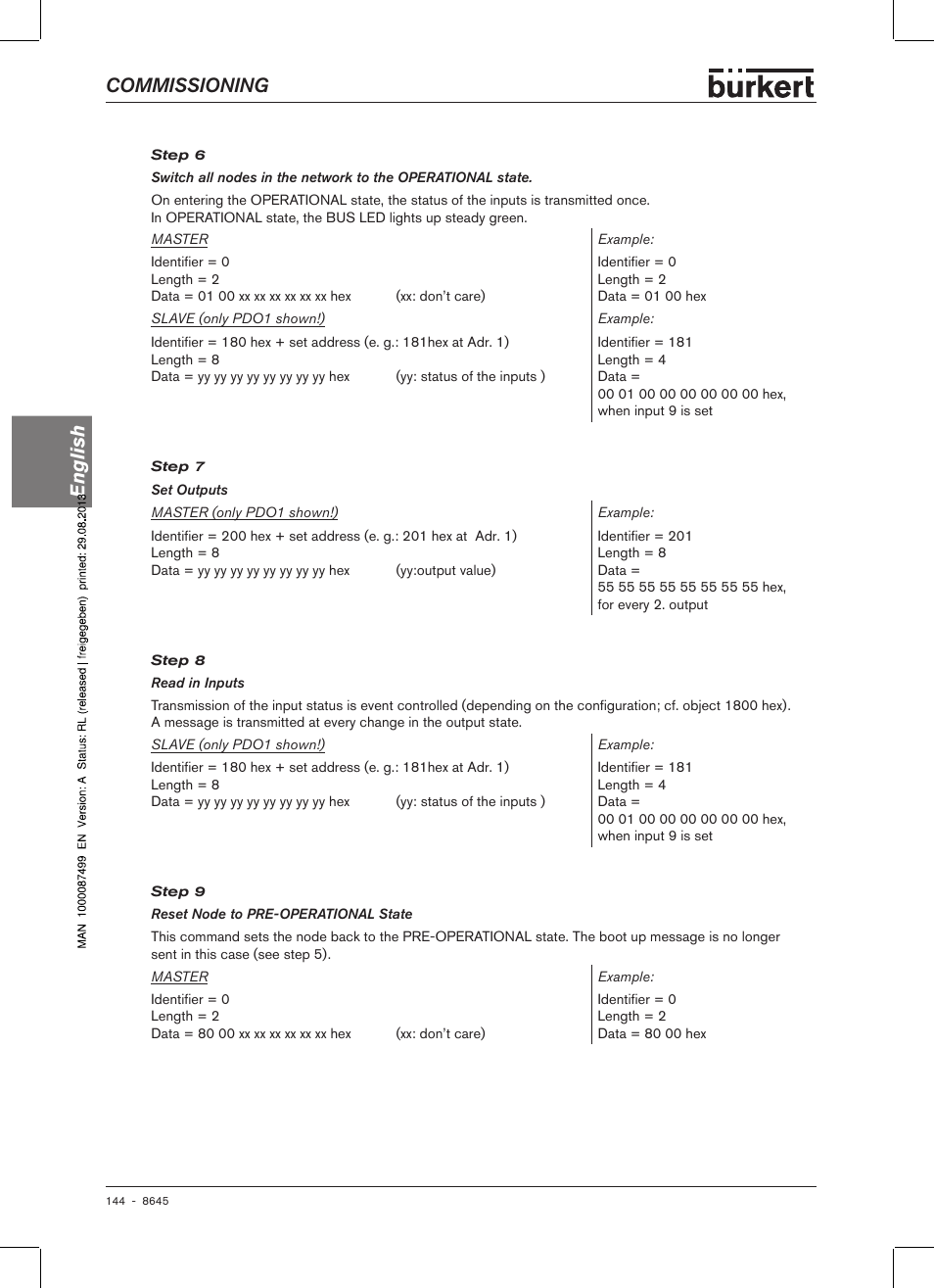 Commissioning english | Burkert Type 8645 User Manual | Page 144 / 174