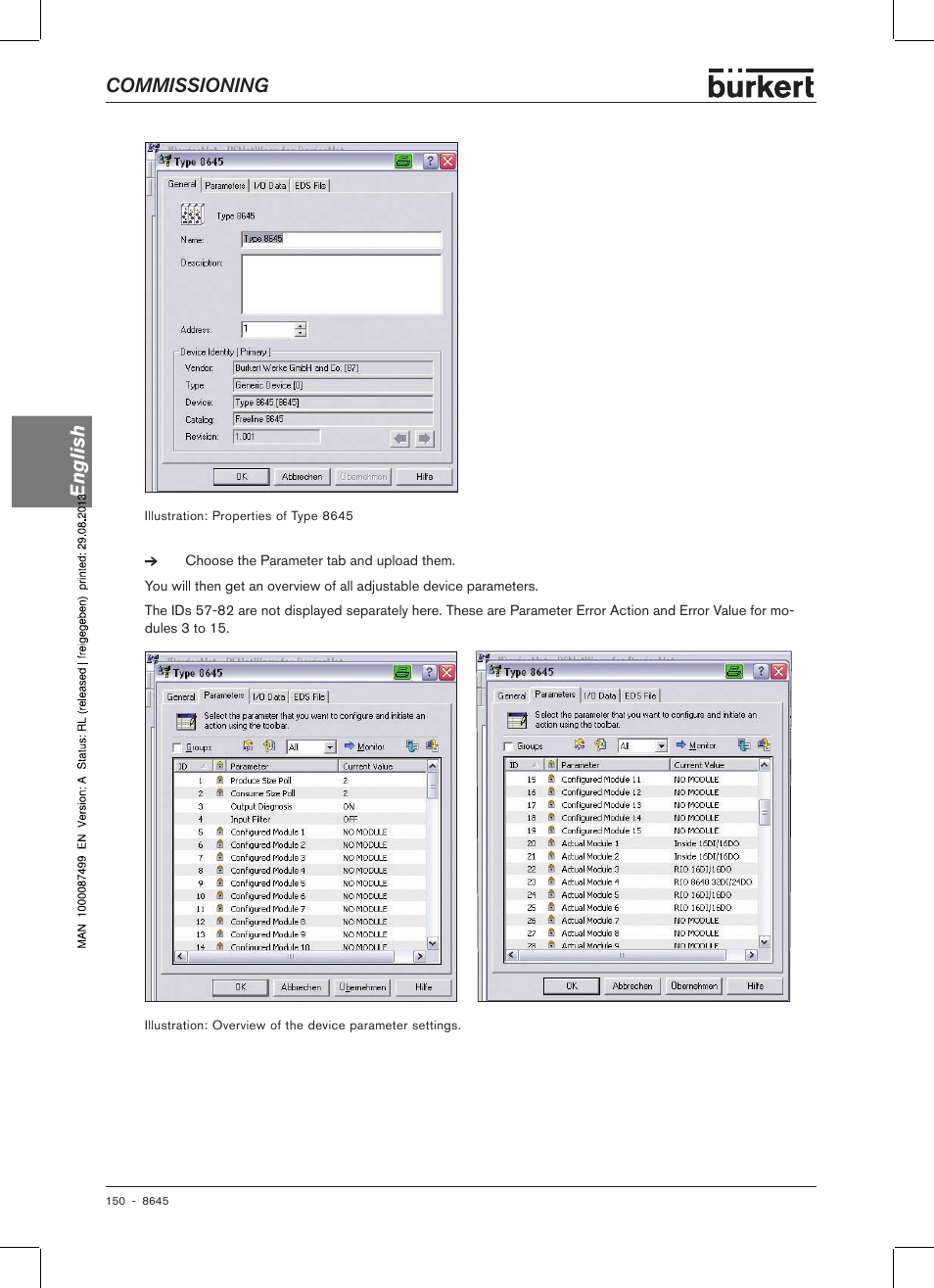 Commissioning english | Burkert Type 8645 User Manual | Page 150 / 174