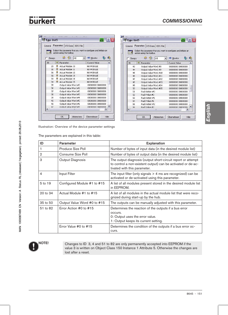 Commissioning english | Burkert Type 8645 User Manual | Page 151 / 174