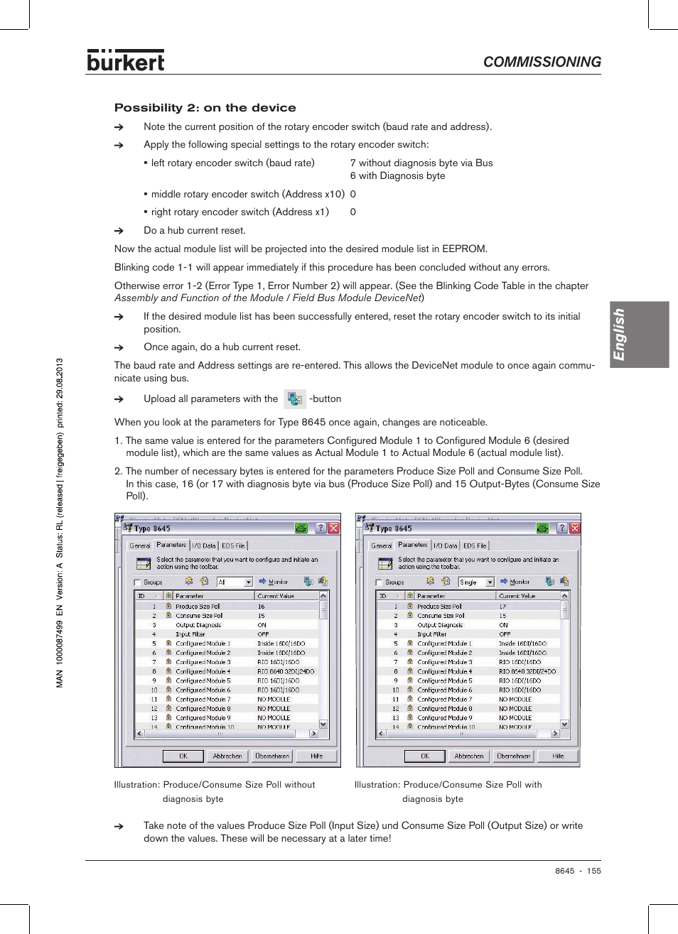 Commissioning english | Burkert Type 8645 User Manual | Page 155 / 174
