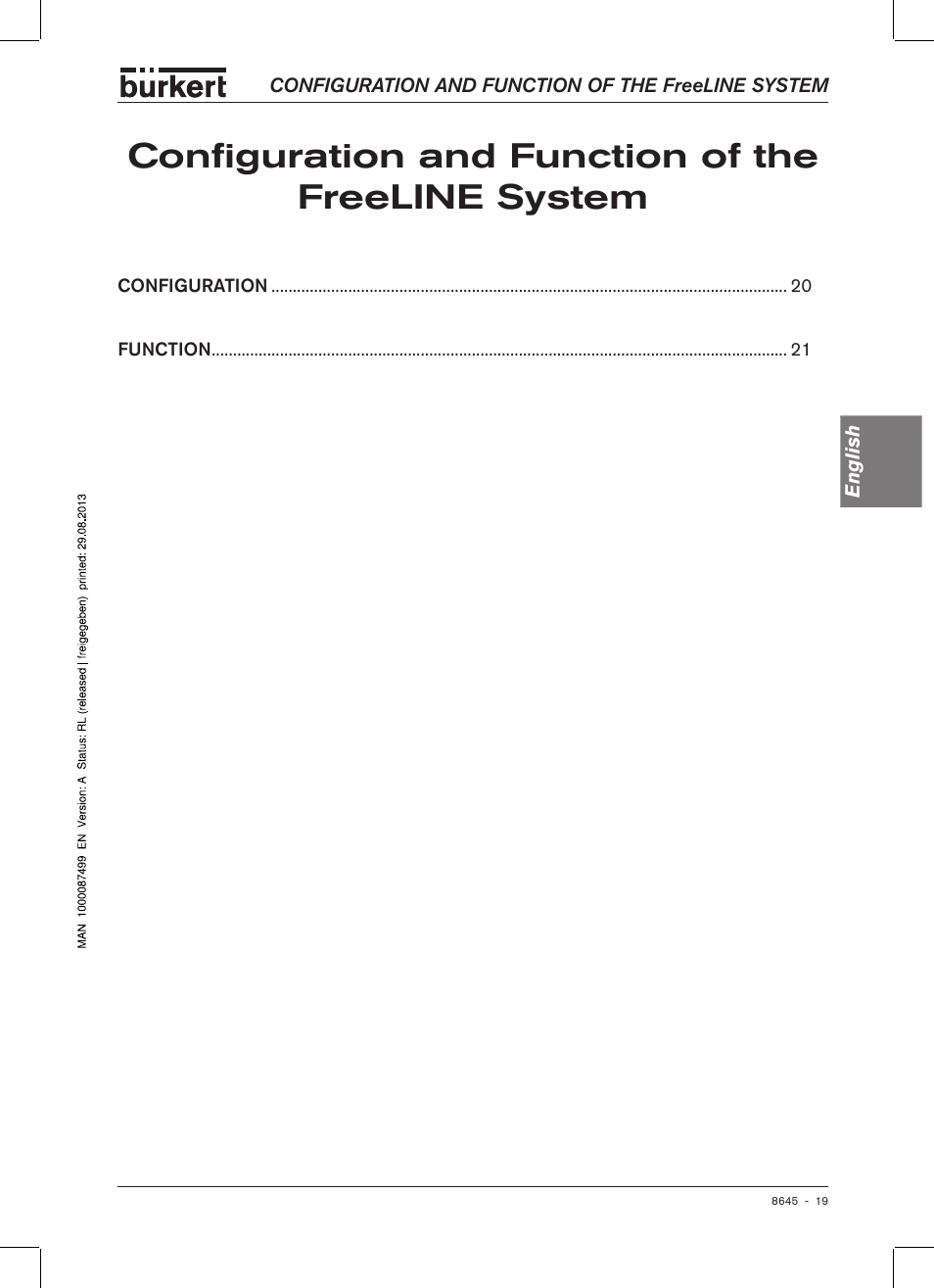 Configuration and function of the freeline system, Config�uration and function of the freeline system | Burkert Type 8645 User Manual | Page 19 / 174