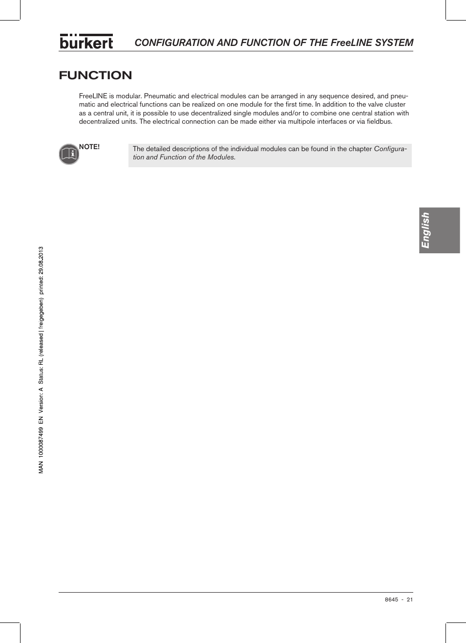 Function | Burkert Type 8645 User Manual | Page 21 / 174