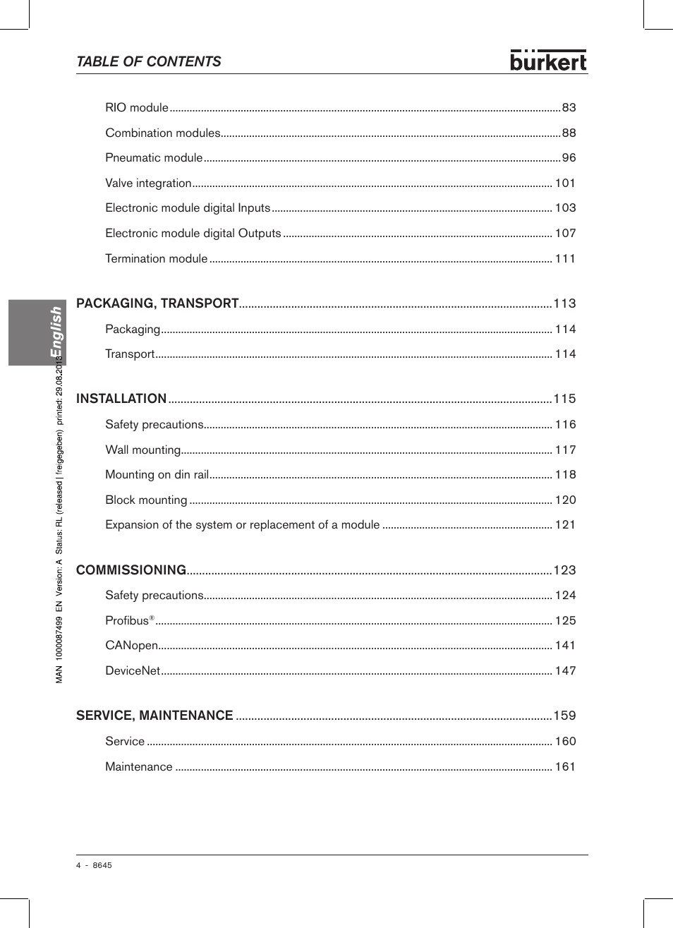 Burkert Type 8645 User Manual | Page 4 / 174