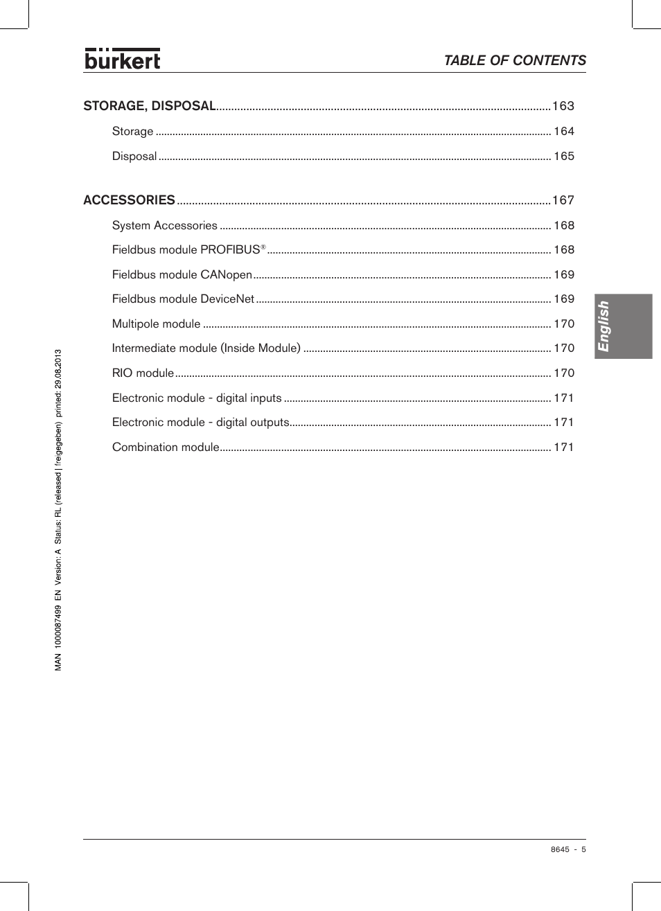 Burkert Type 8645 User Manual | Page 5 / 174