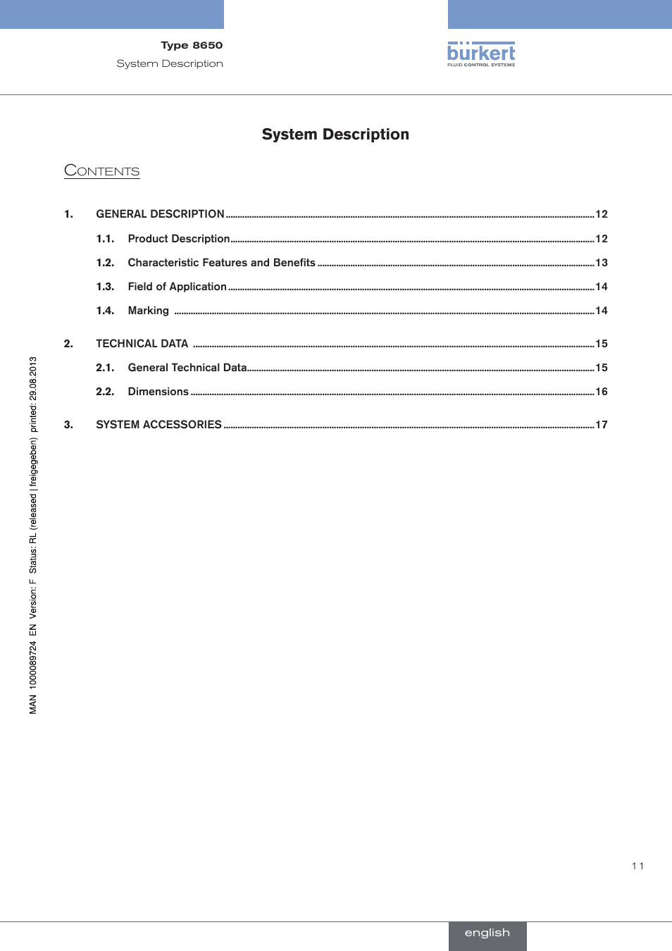System description, System description c | Burkert Type 8650 User Manual | Page 11 / 156