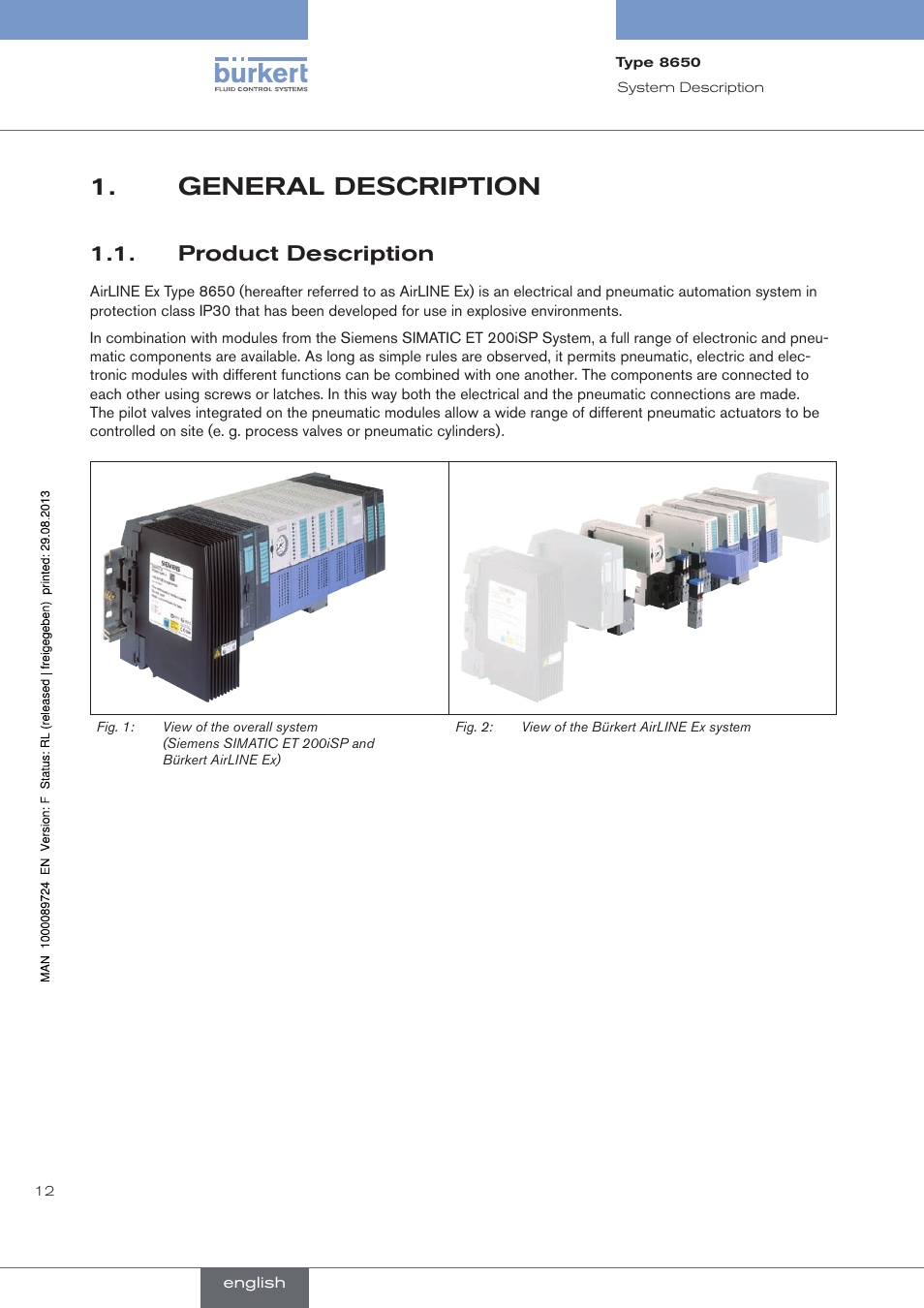 General description, Product description, General.description | . product.description | Burkert Type 8650 User Manual | Page 12 / 156