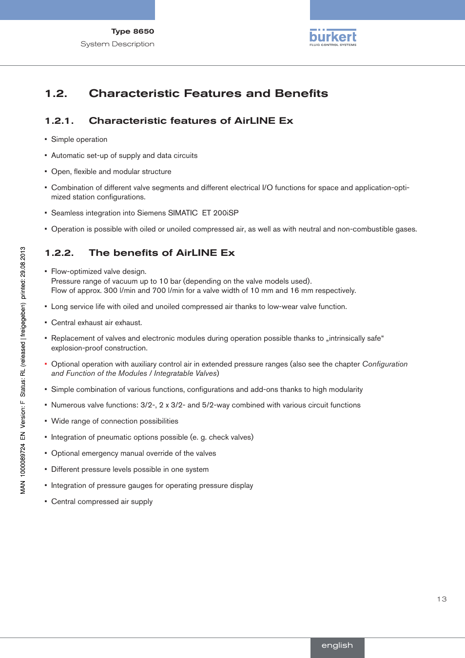 Characteristic features and benefits, . characteristic.features.and.benefits | Burkert Type 8650 User Manual | Page 13 / 156