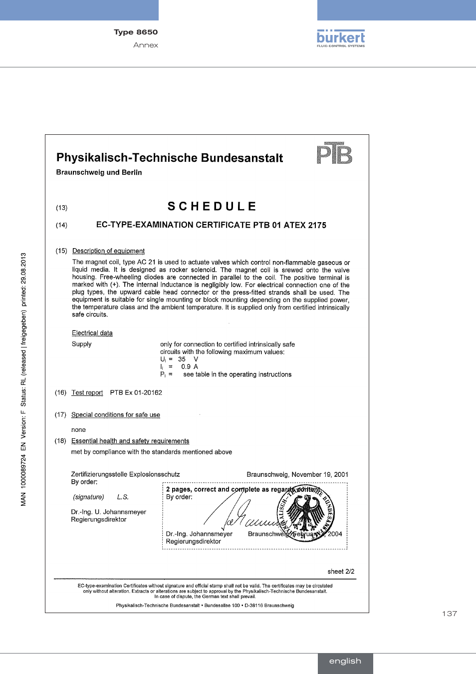 Burkert Type 8650 User Manual | Page 137 / 156