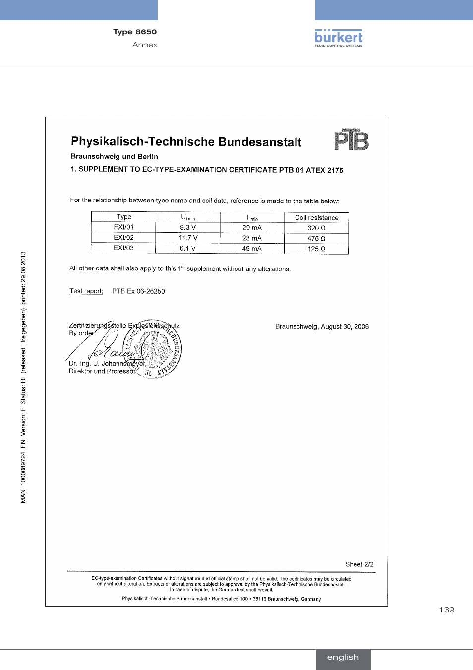 Burkert Type 8650 User Manual | Page 139 / 156