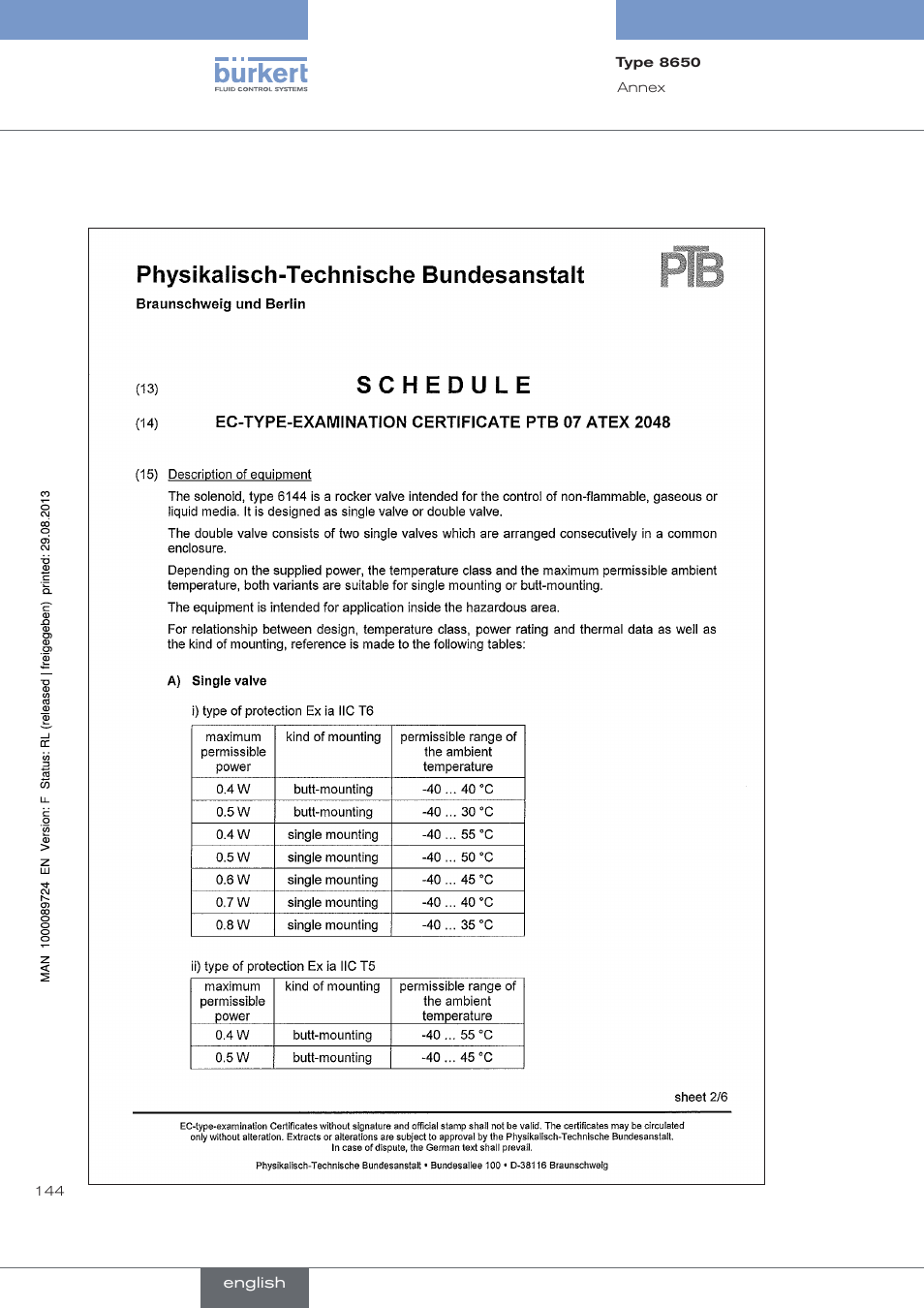 Burkert Type 8650 User Manual | Page 144 / 156