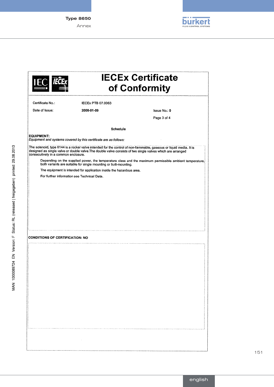 Burkert Type 8650 User Manual | Page 151 / 156