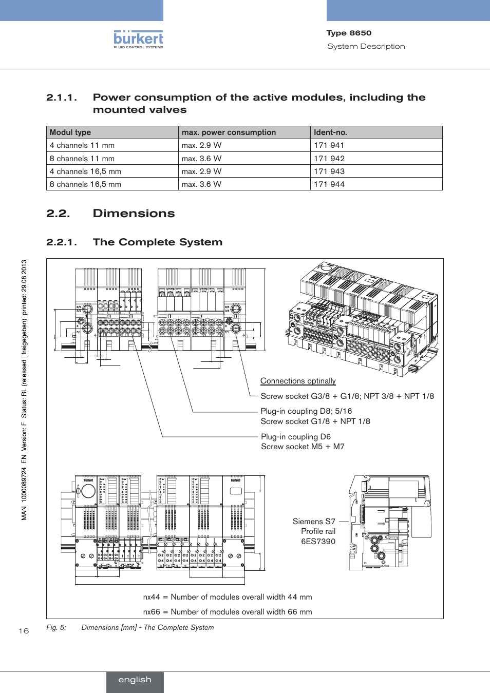 Dimensions, . dimensions, The complete system | Burkert Type 8650 User Manual | Page 16 / 156