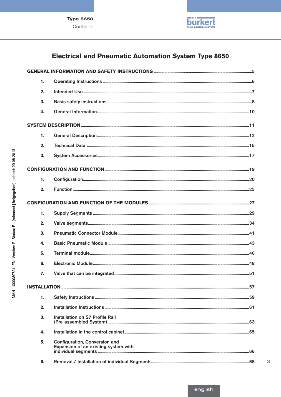 Burkert Type 8650 User Manual | Page 3 / 156
