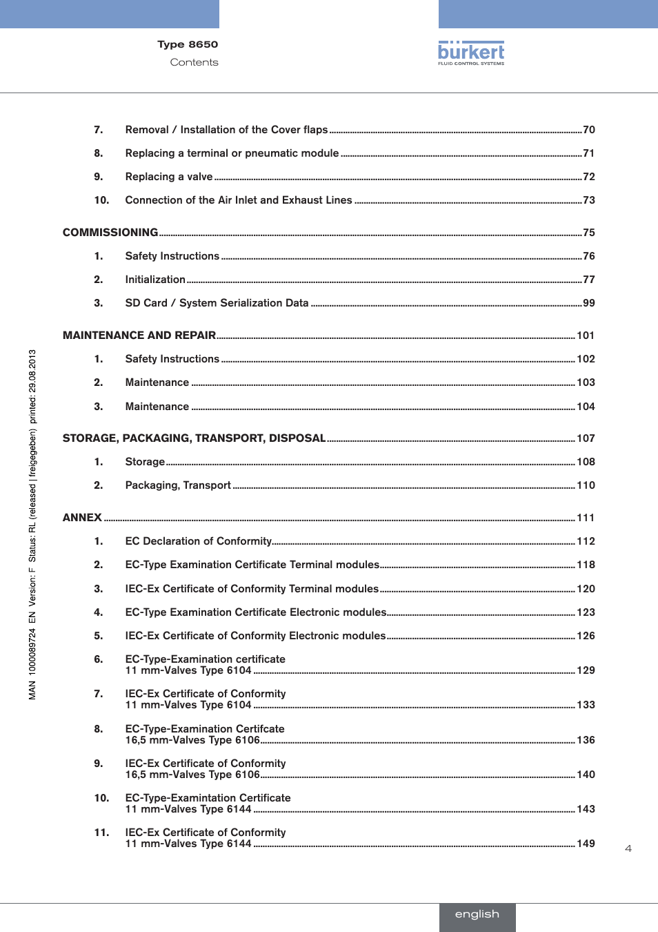 Burkert Type 8650 User Manual | Page 4 / 156