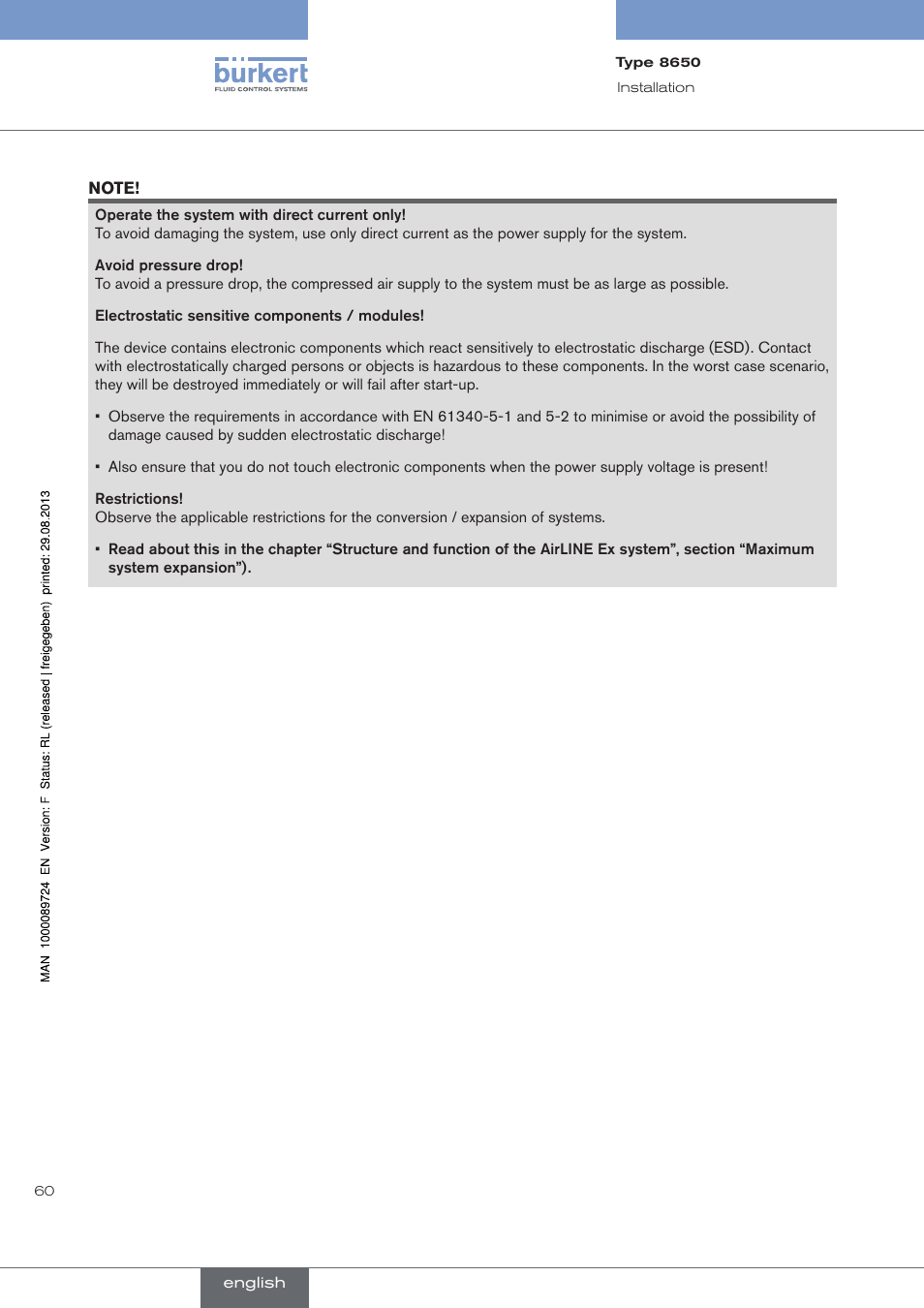 Burkert Type 8650 User Manual | Page 60 / 156