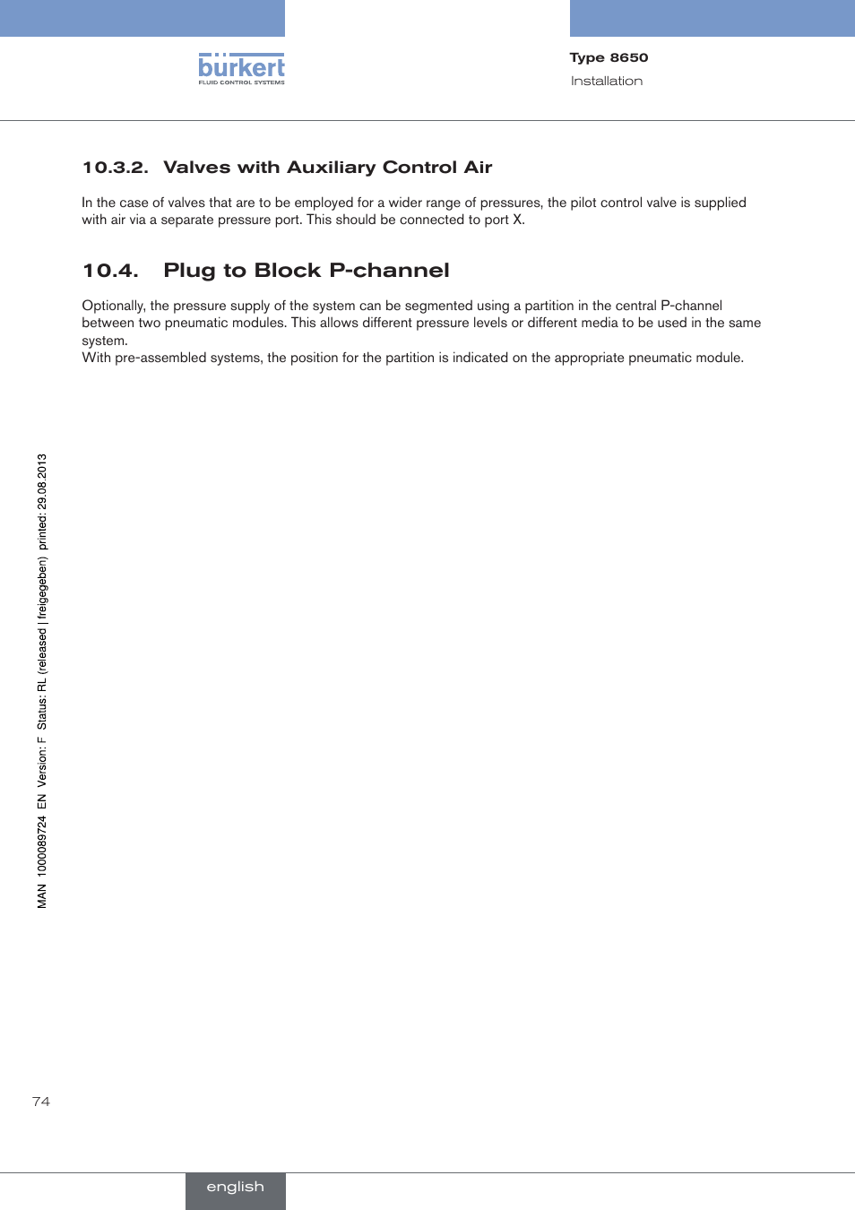Plug to block p-channel, . plug.to.block.p-channel | Burkert Type 8650 User Manual | Page 74 / 156