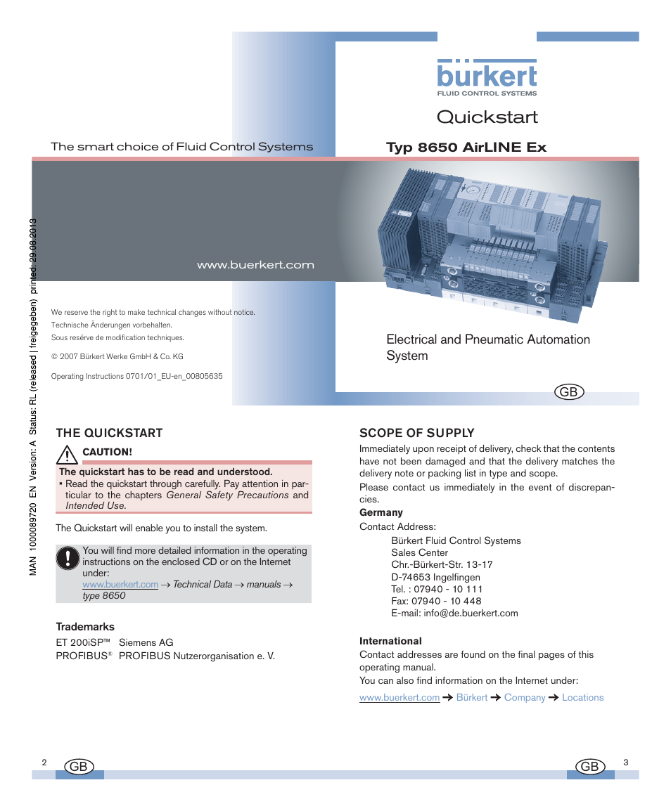 Burkert Type 8650 User Manual | 13 pages