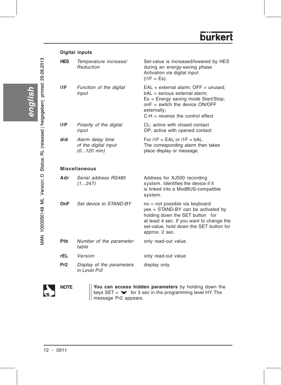 English | Burkert Type TAT002 User Manual | Page 14 / 76