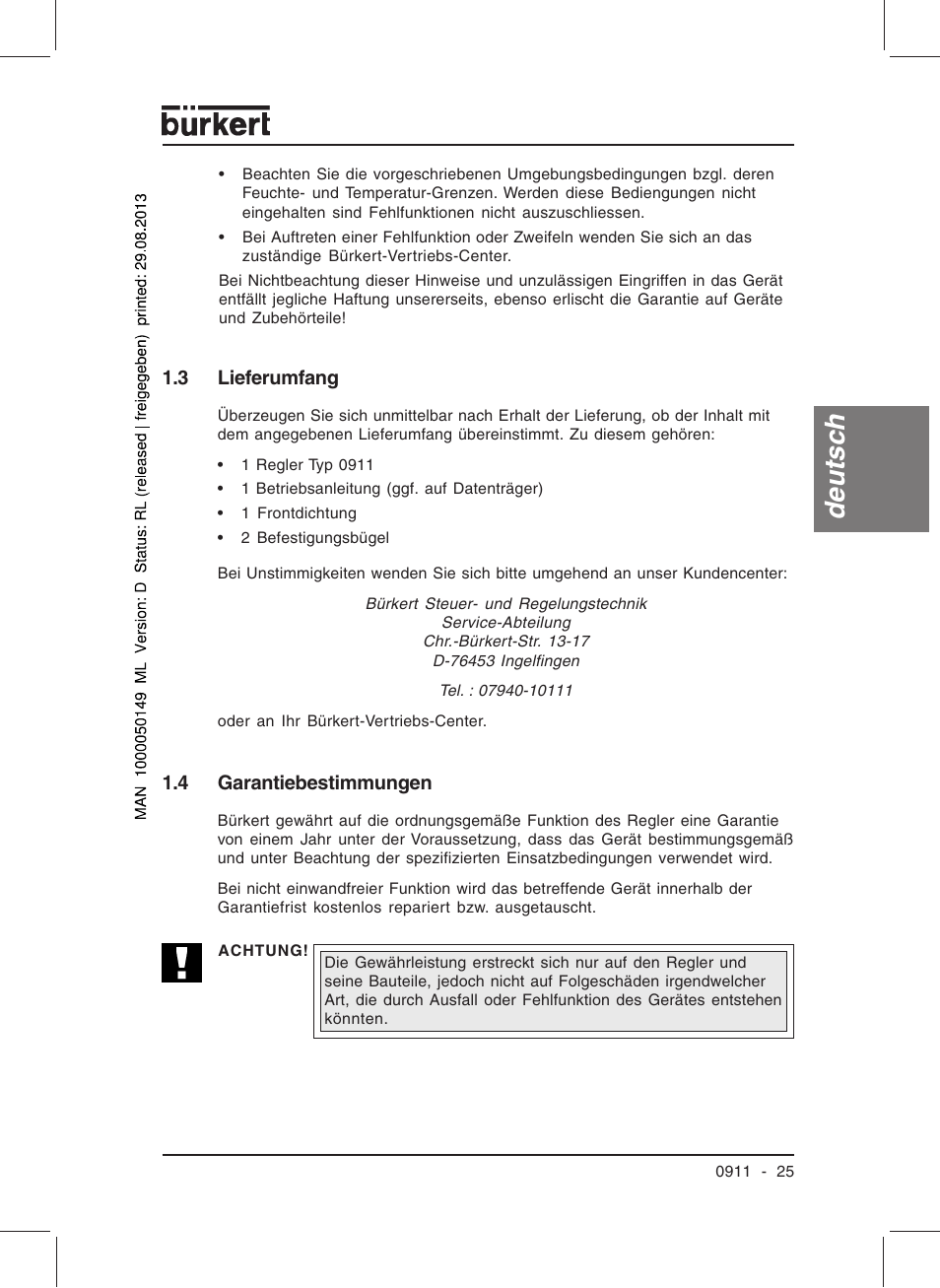 Deutsc h | Burkert Type TAT002 User Manual | Page 27 / 76