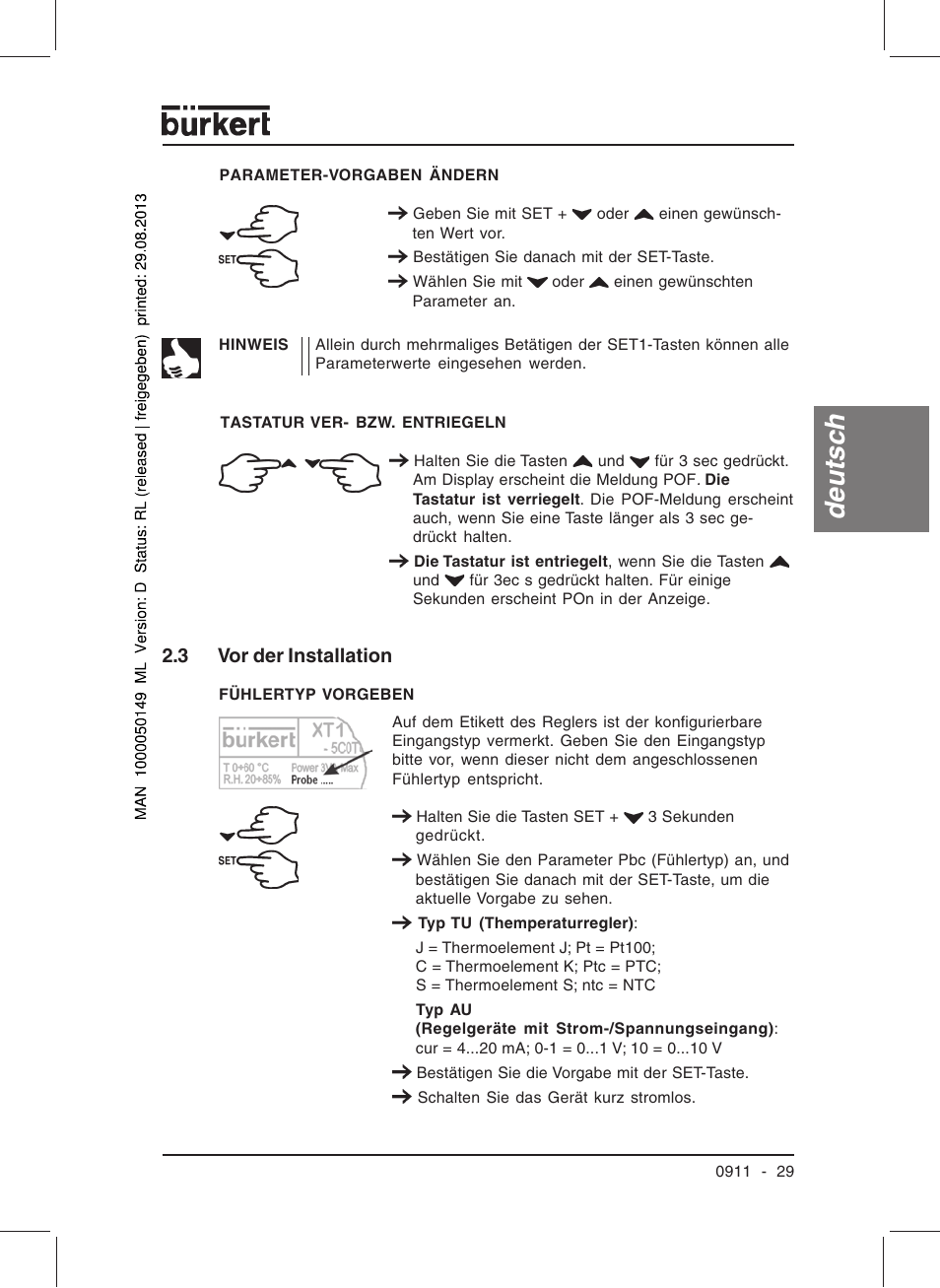 Deutsc h | Burkert Type TAT002 User Manual | Page 31 / 76
