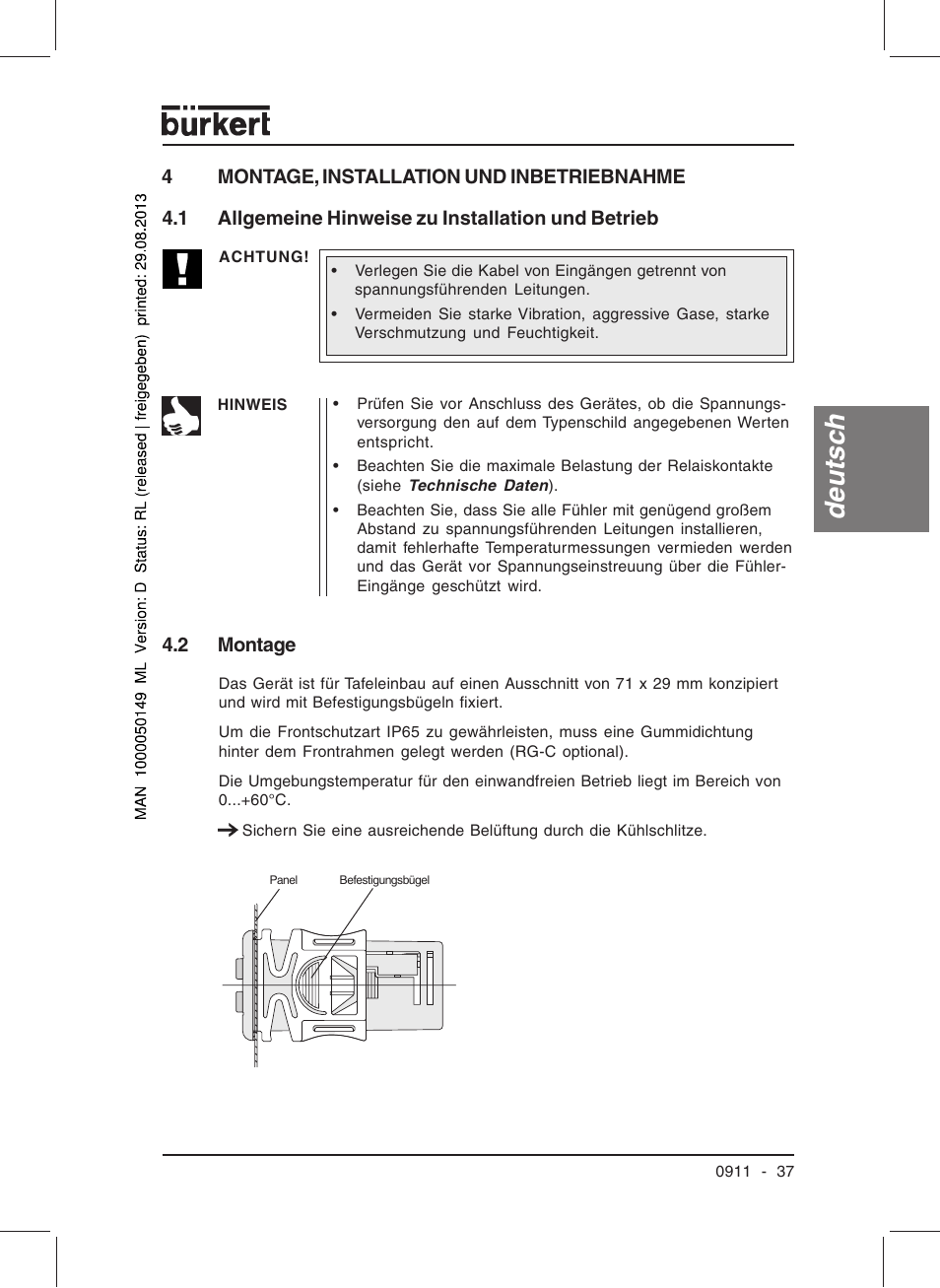 Deutsc h | Burkert Type TAT002 User Manual | Page 39 / 76