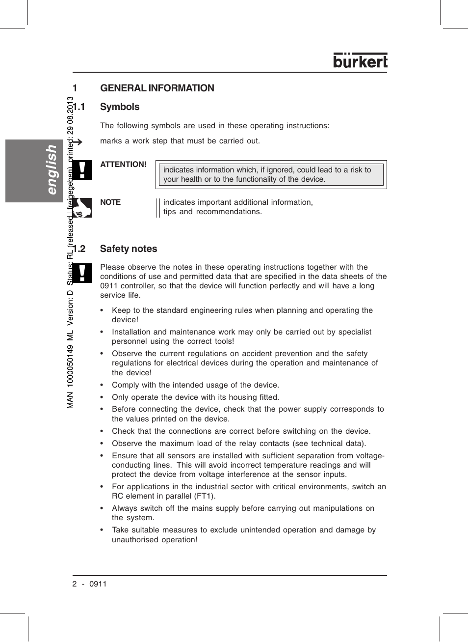 English | Burkert Type TAT002 User Manual | Page 4 / 76