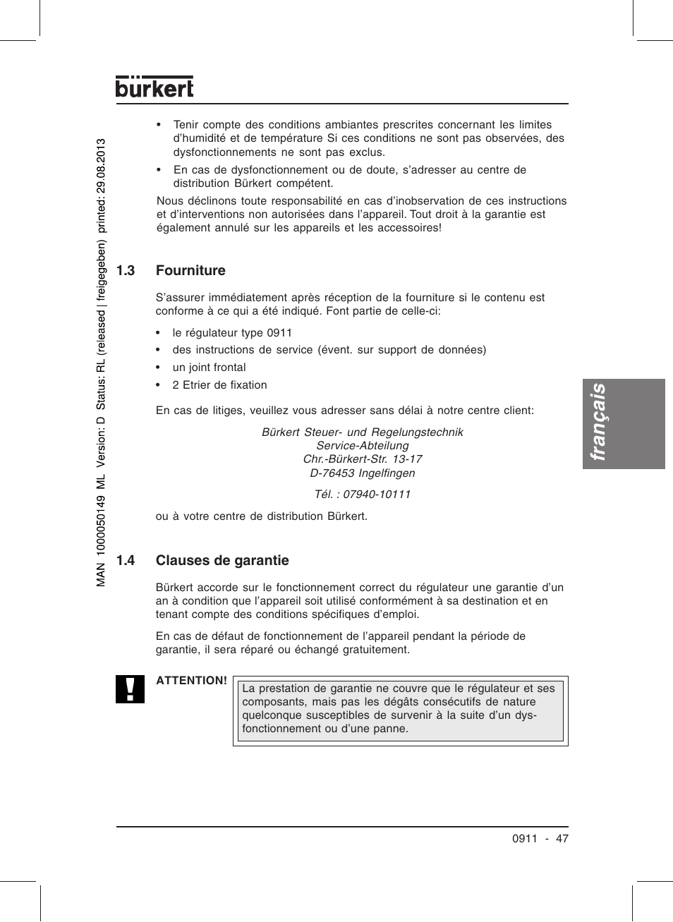 Français | Burkert Type TAT002 User Manual | Page 49 / 76