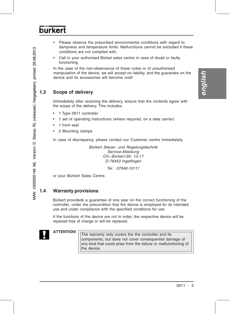 English | Burkert Type TAT002 User Manual | Page 5 / 76