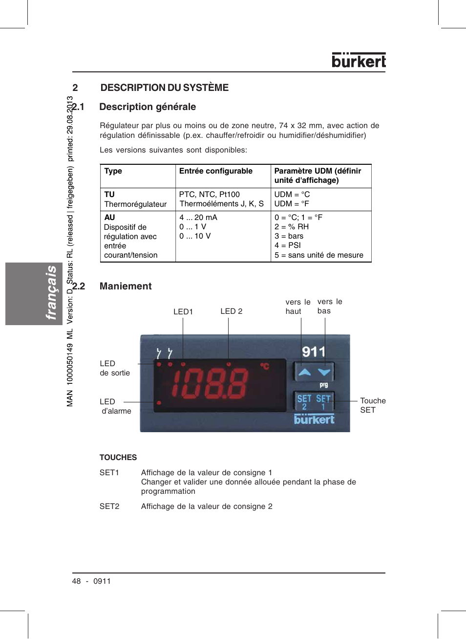 Français | Burkert Type TAT002 User Manual | Page 50 / 76