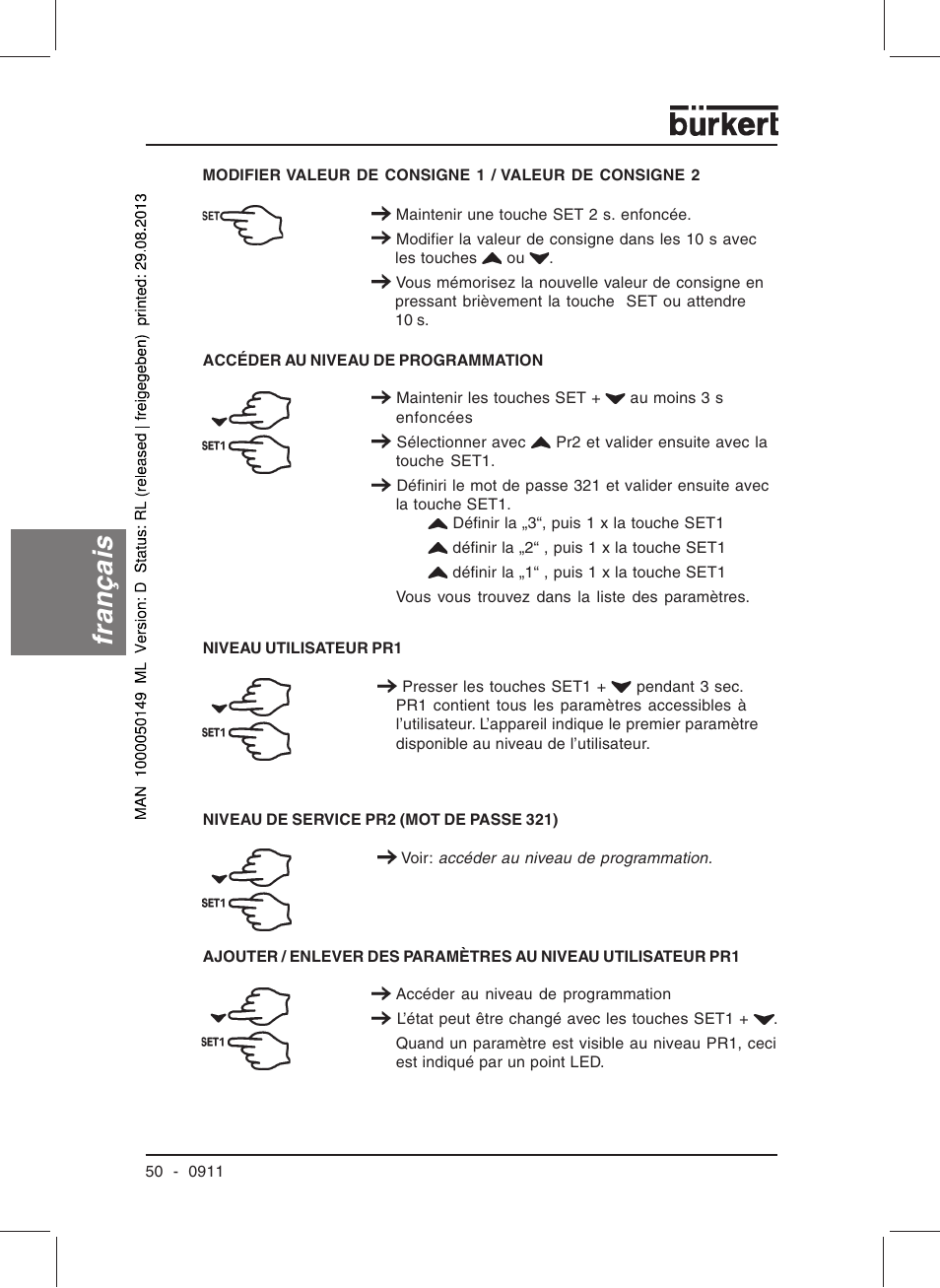 Français | Burkert Type TAT002 User Manual | Page 52 / 76
