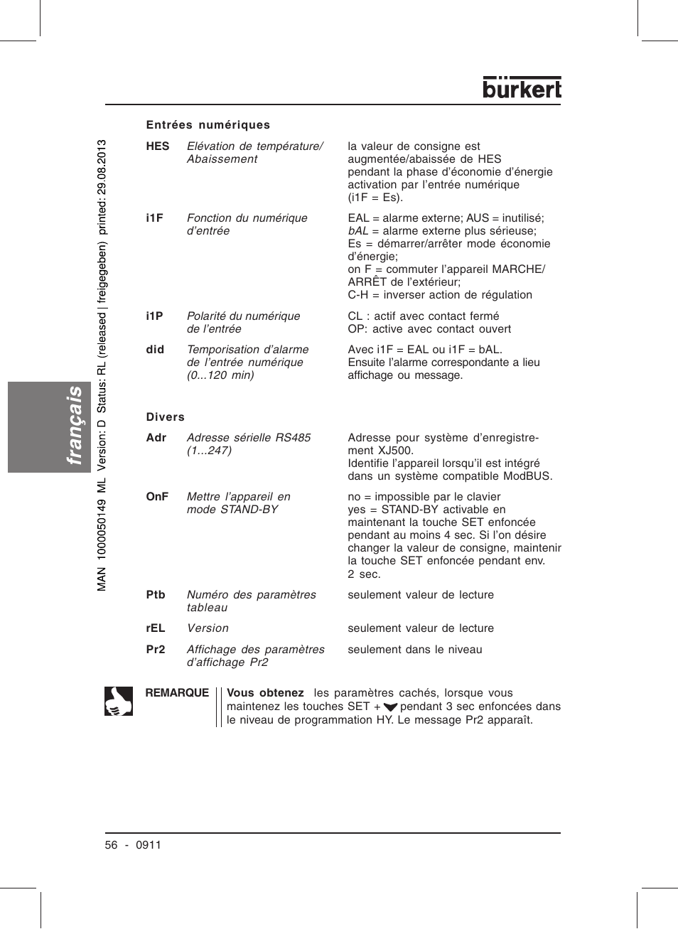 Français | Burkert Type TAT002 User Manual | Page 58 / 76