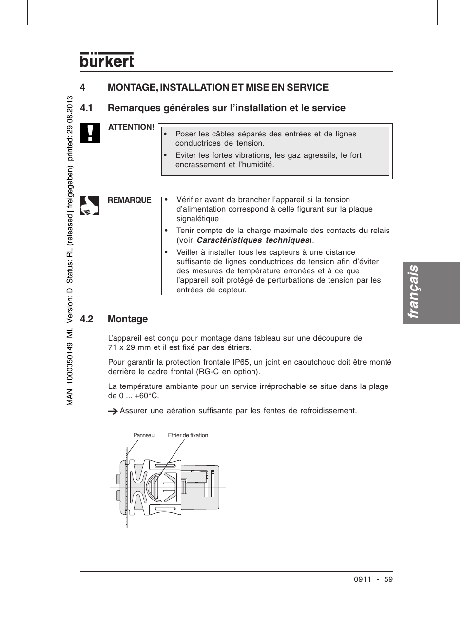 Français | Burkert Type TAT002 User Manual | Page 61 / 76