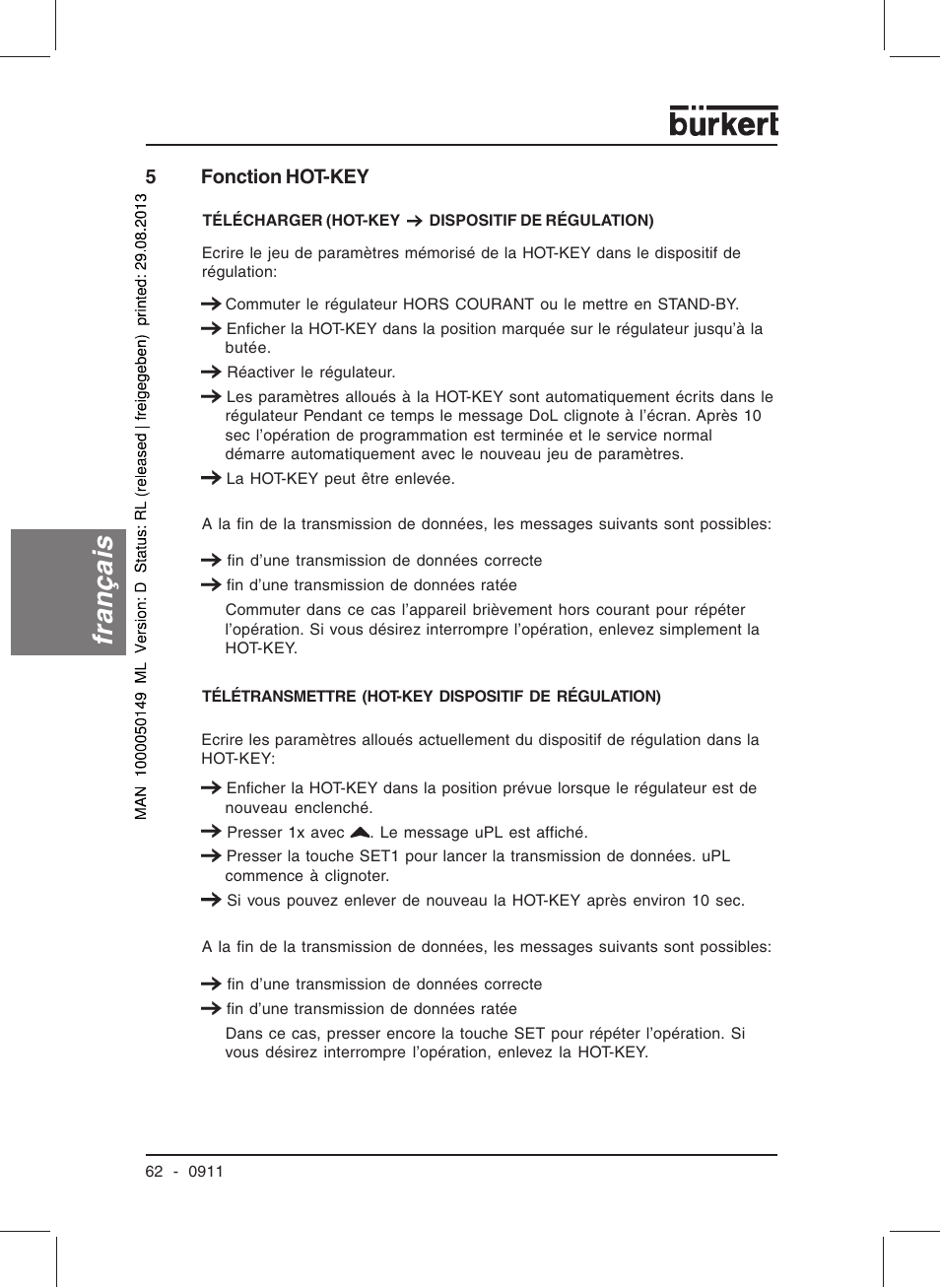 Français | Burkert Type TAT002 User Manual | Page 64 / 76