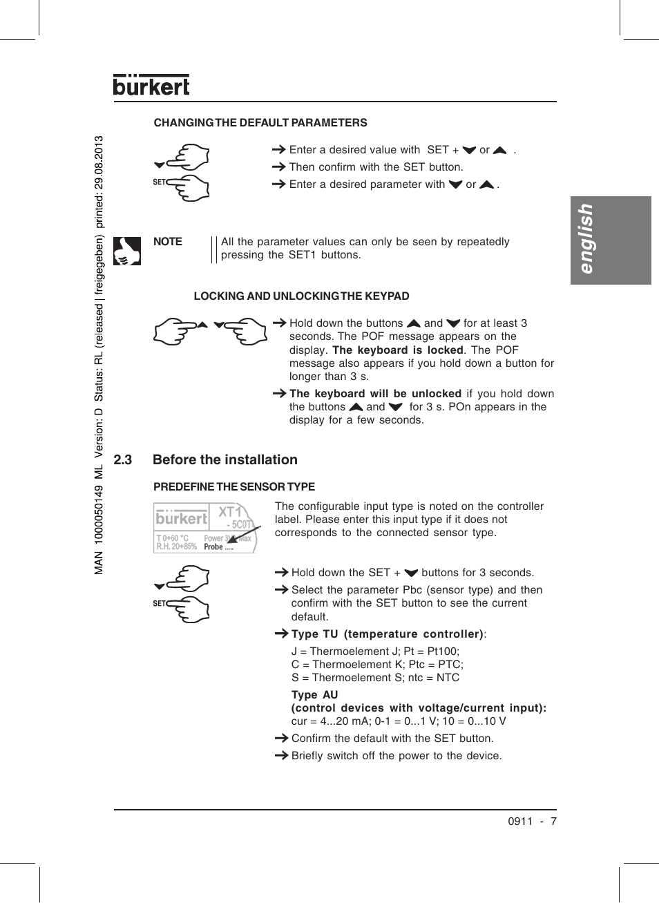 English | Burkert Type TAT002 User Manual | Page 9 / 76