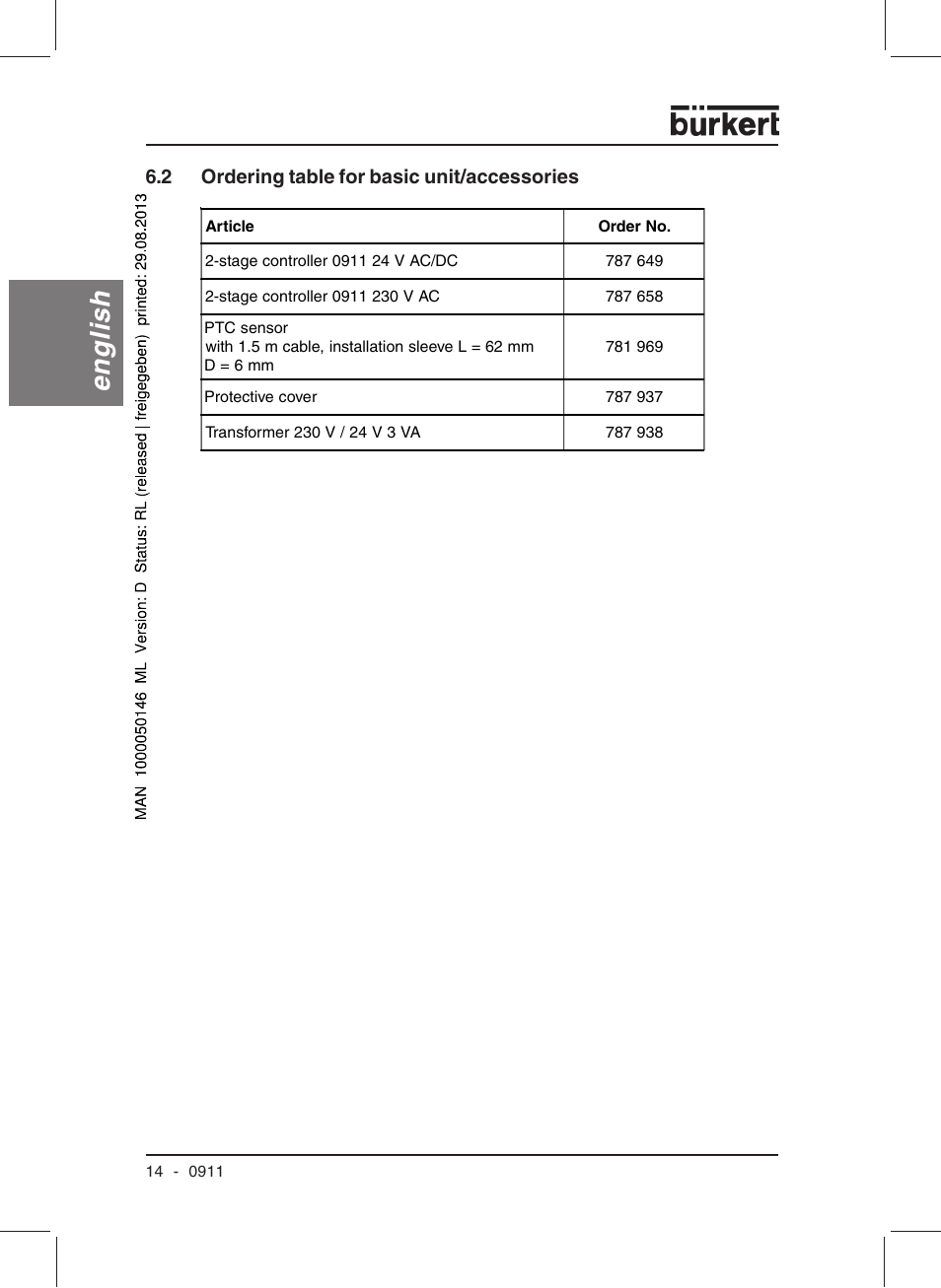 English | Burkert Type TAT002 User Manual | Page 16 / 46