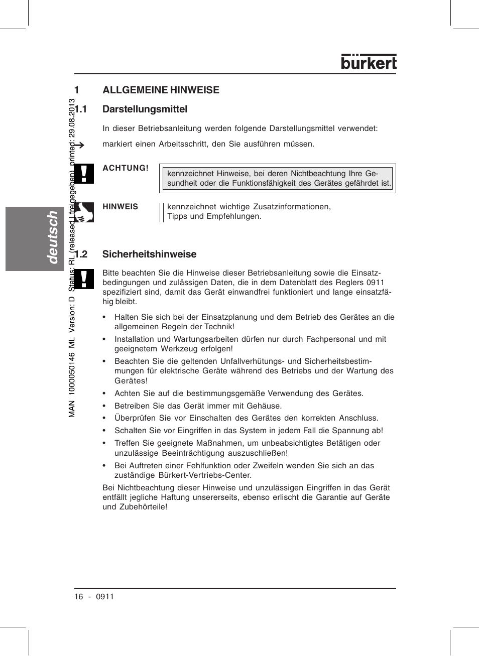 Deutsc h | Burkert Type TAT002 User Manual | Page 18 / 46