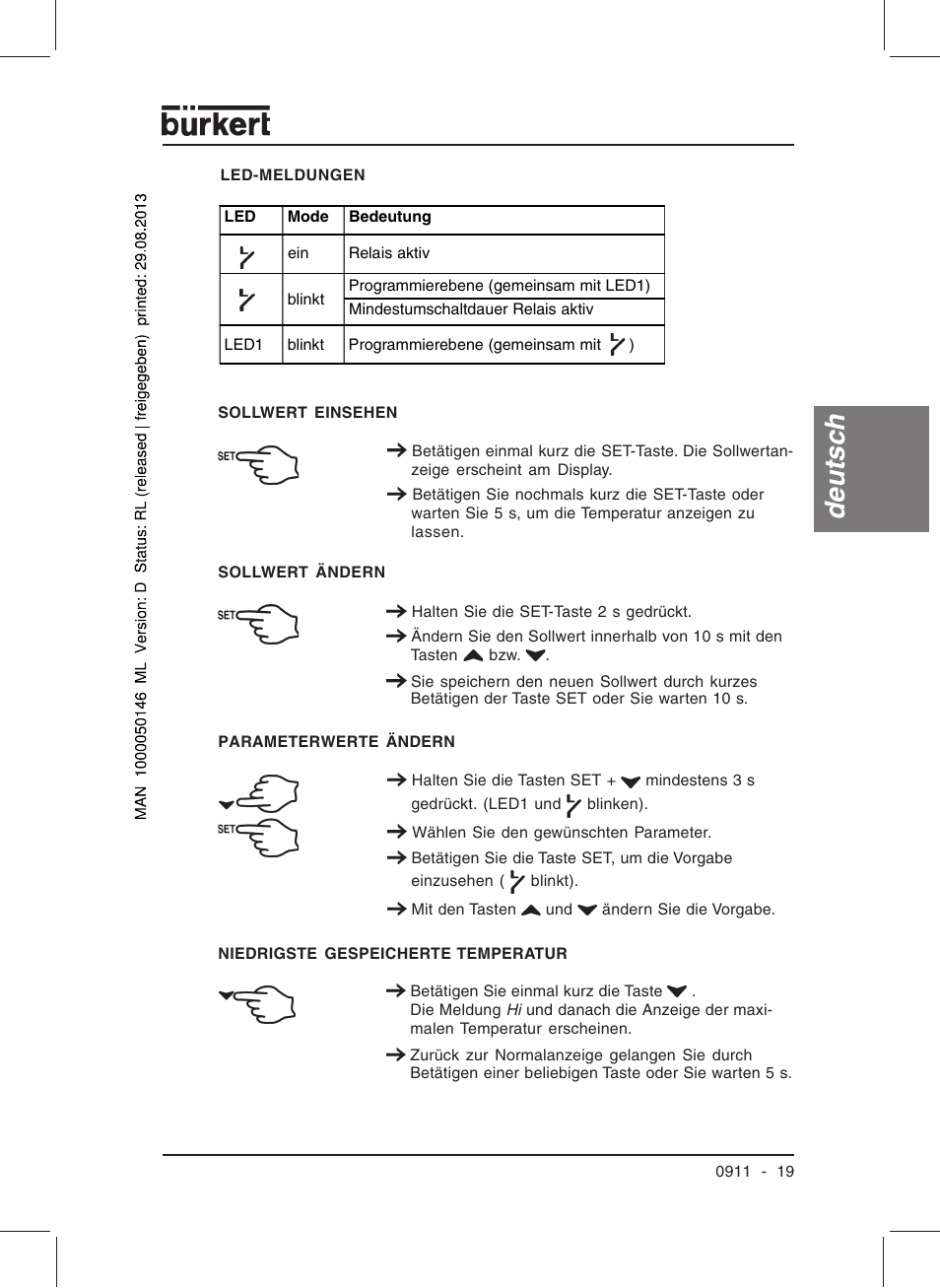 Deutsc h | Burkert Type TAT002 User Manual | Page 21 / 46