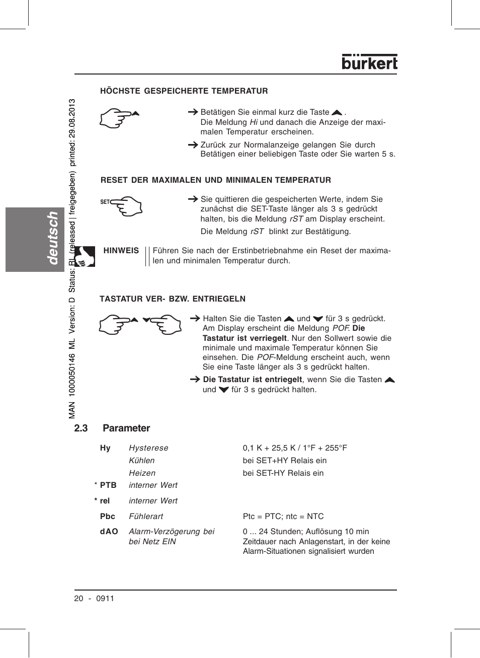 Deutsc h | Burkert Type TAT002 User Manual | Page 22 / 46