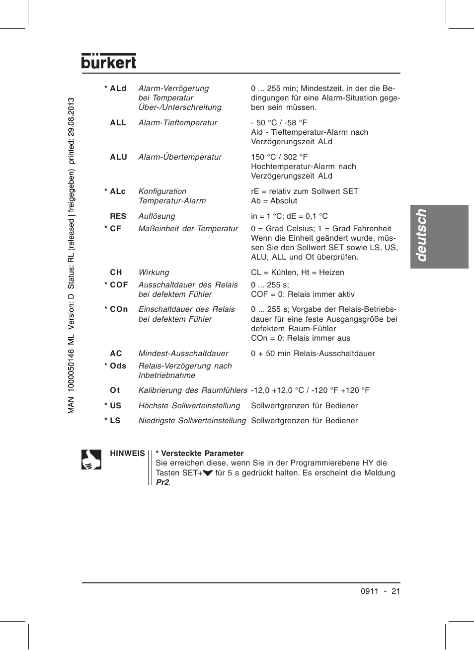 Deutsc h | Burkert Type TAT002 User Manual | Page 23 / 46