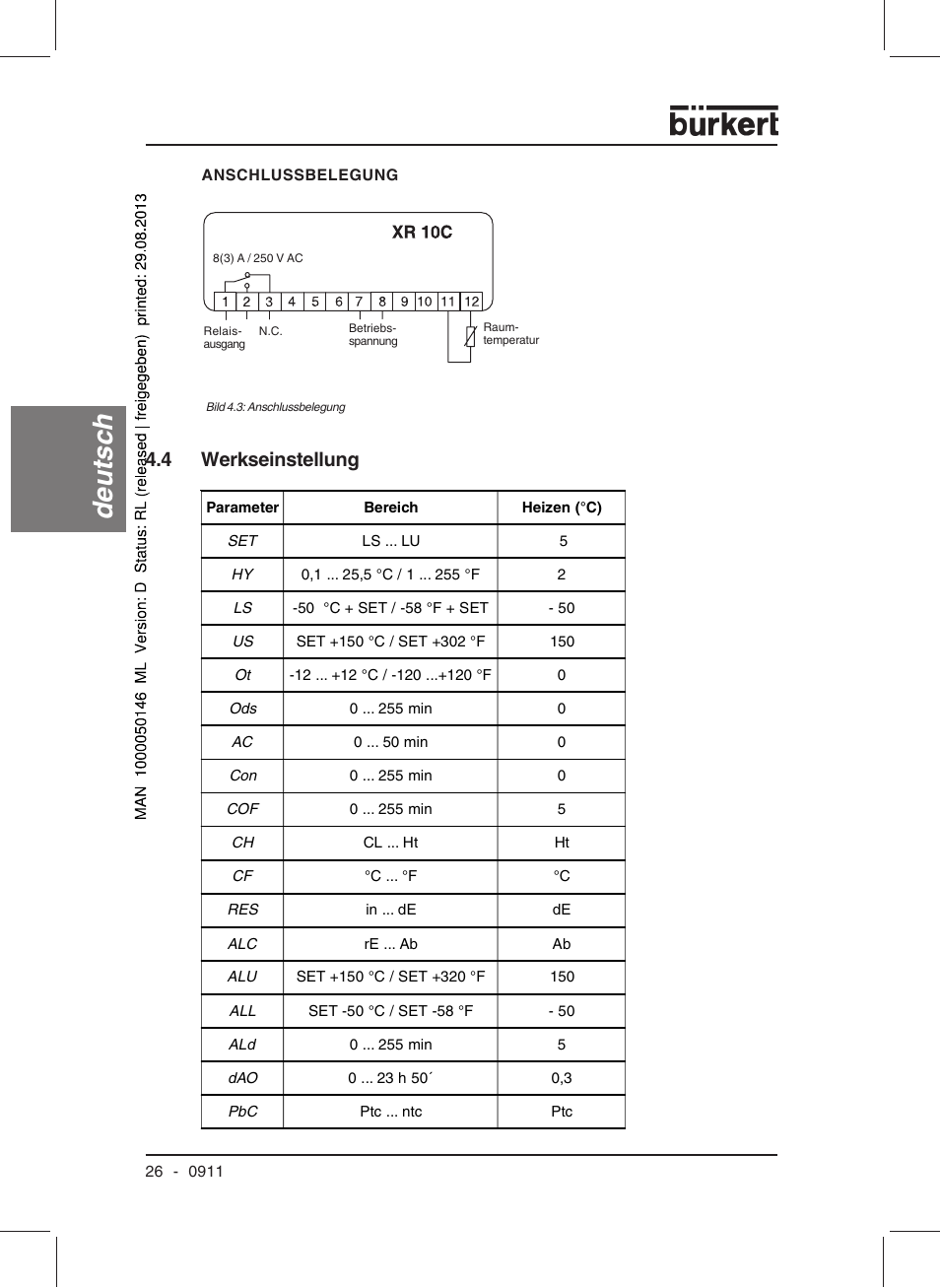 Deutsc h, 4 werkseinstellung | Burkert Type TAT002 User Manual | Page 28 / 46