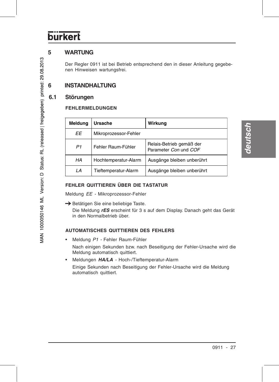 Deutsc h | Burkert Type TAT002 User Manual | Page 29 / 46