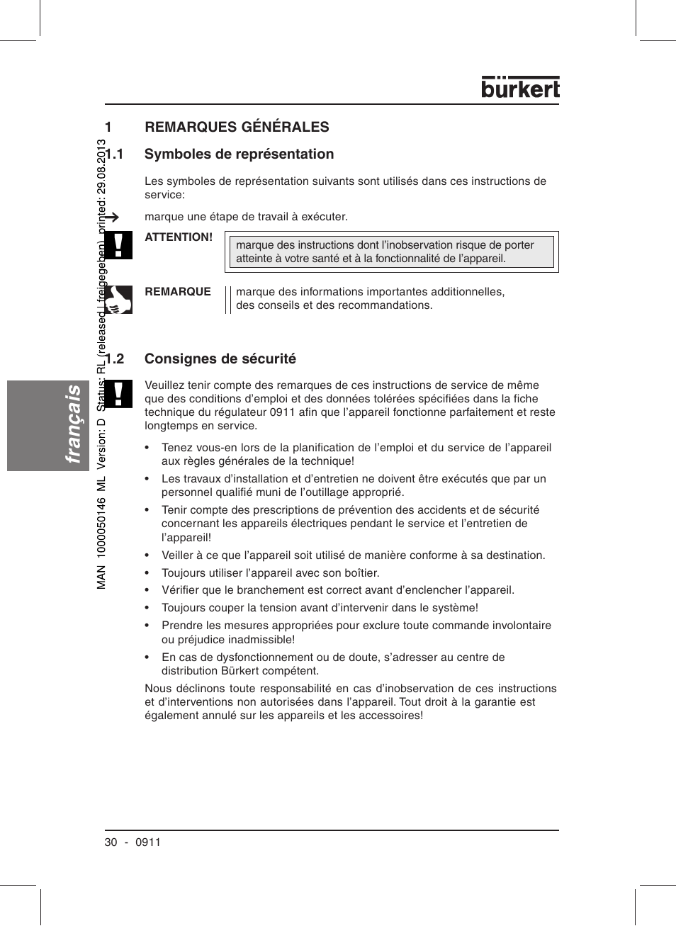 Français | Burkert Type TAT002 User Manual | Page 32 / 46