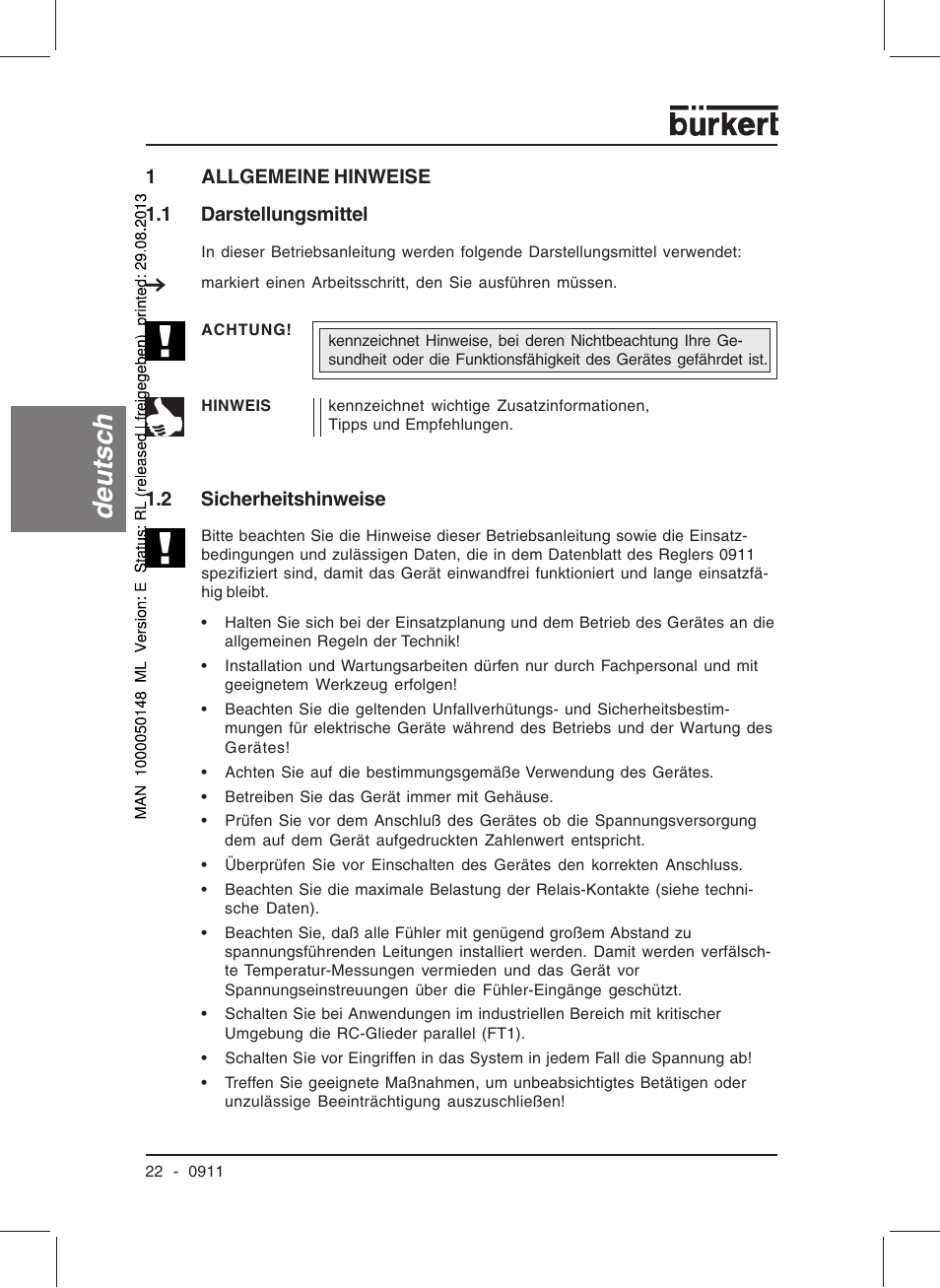 Deutsc h | Burkert Type TAT002 User Manual | Page 24 / 64