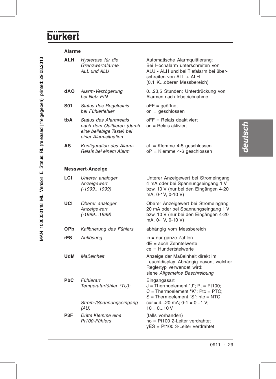 Deutsc h | Burkert Type TAT002 User Manual | Page 31 / 64