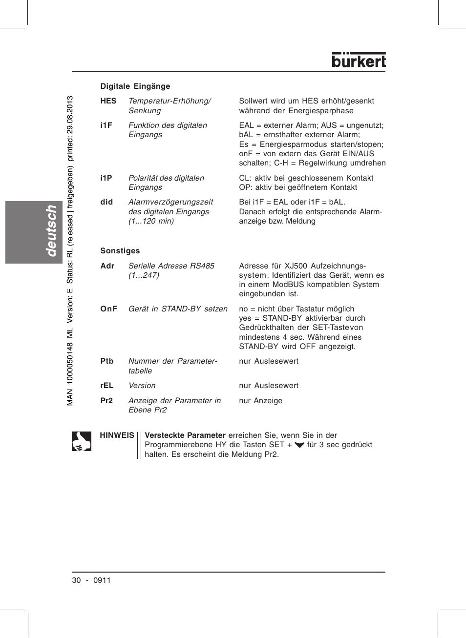 Deutsc h | Burkert Type TAT002 User Manual | Page 32 / 64