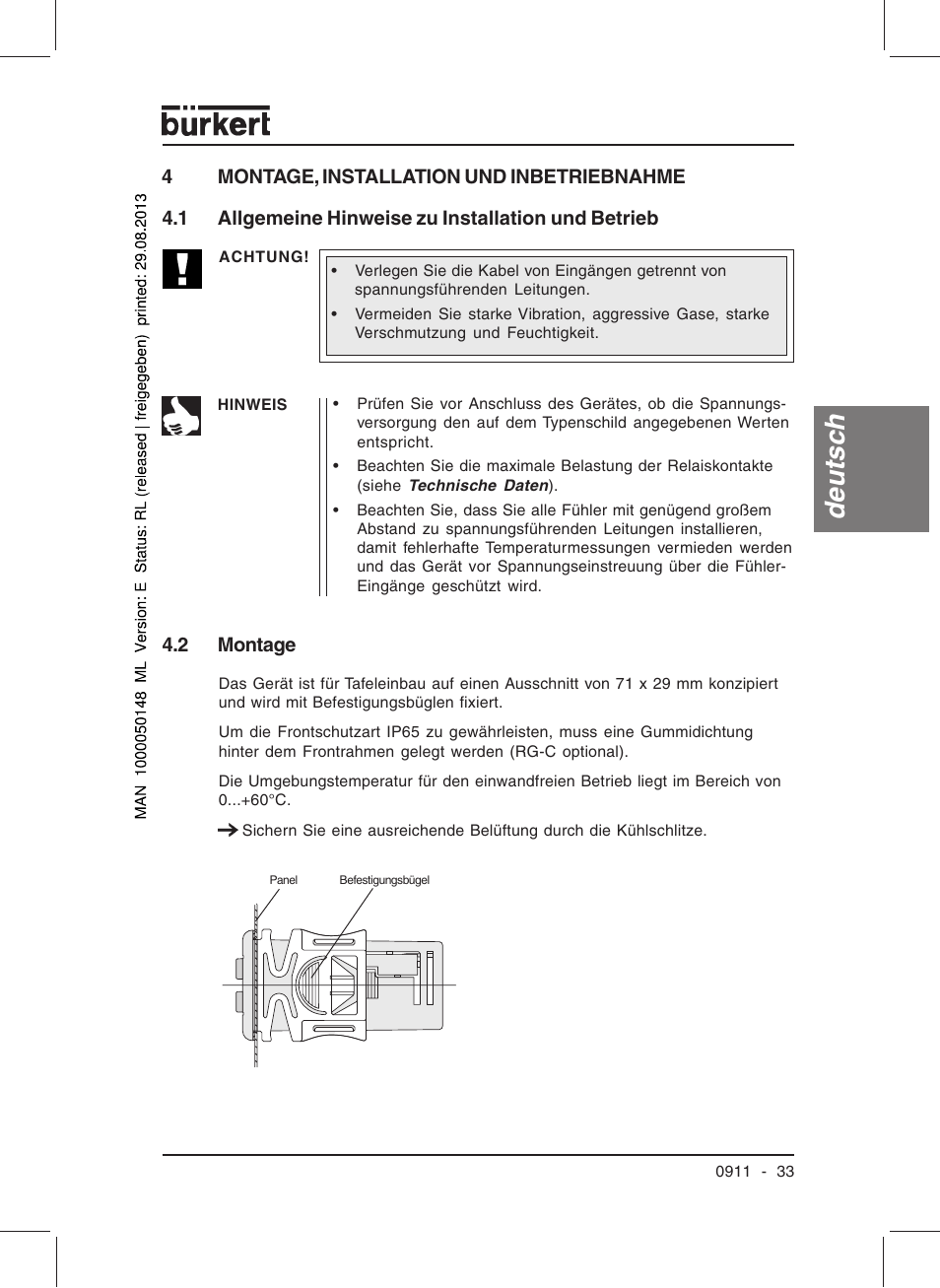 Deutsc h | Burkert Type TAT002 User Manual | Page 35 / 64