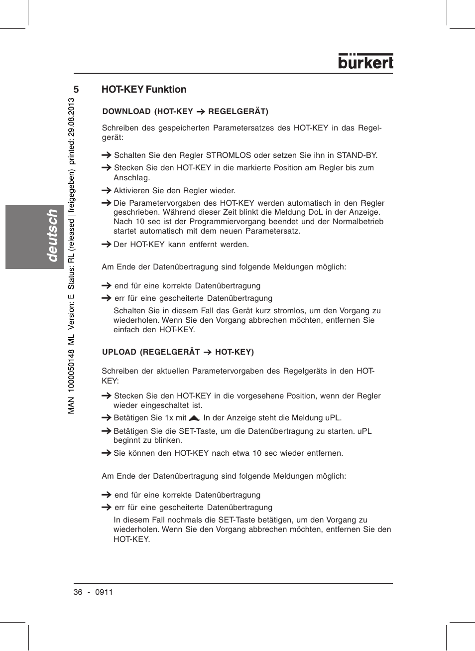 Deutsc h | Burkert Type TAT002 User Manual | Page 38 / 64