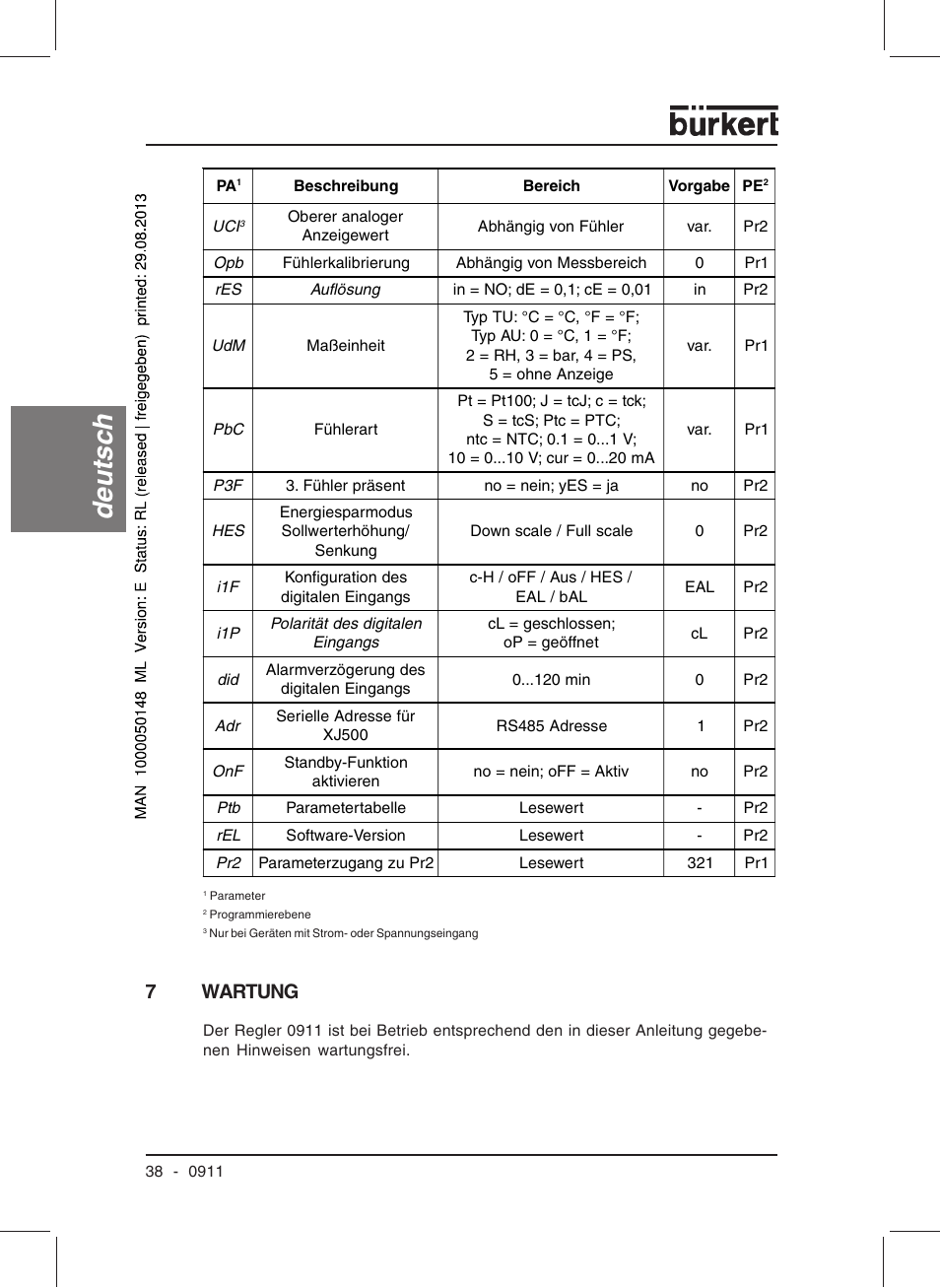 Deutsc h, 7wartung | Burkert Type TAT002 User Manual | Page 40 / 64
