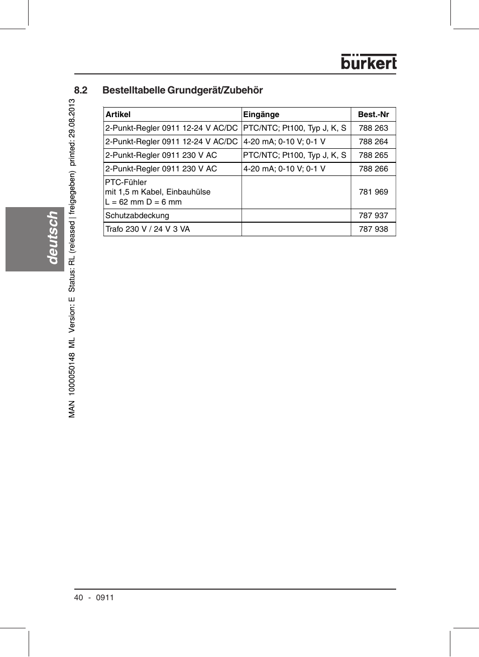 Deutsc h | Burkert Type TAT002 User Manual | Page 42 / 64